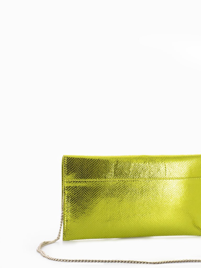 PATRIZIA PEPE - Pochette in pelle rettile shiny lime