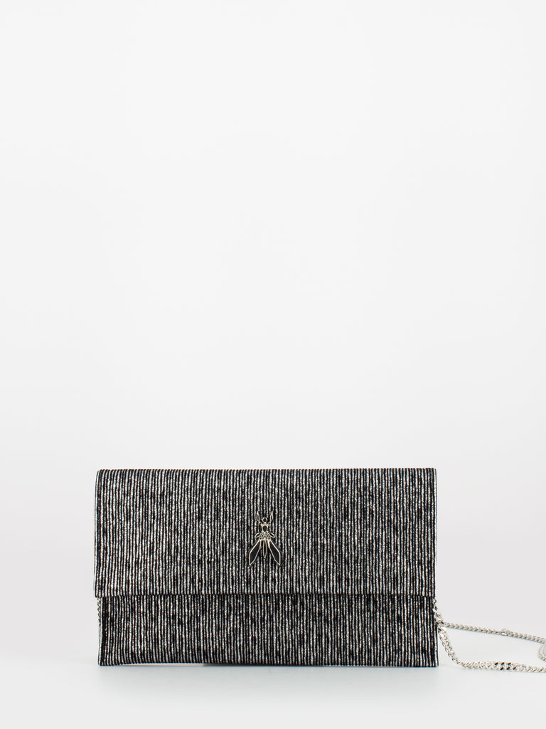 PATRIZIA PEPE - Pochette rigata silver / black