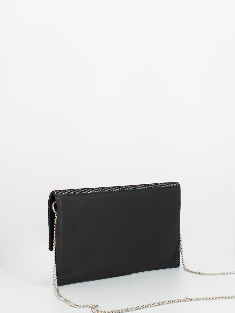 PATRIZIA PEPE - Pochette rigata silver / black