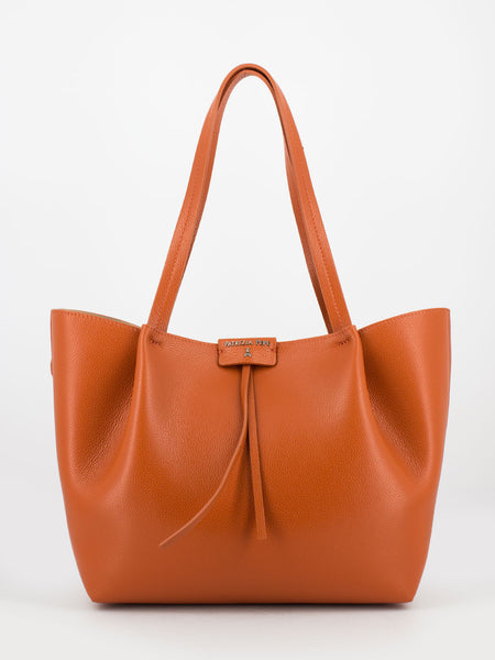 Shopper in pelle martellata orange