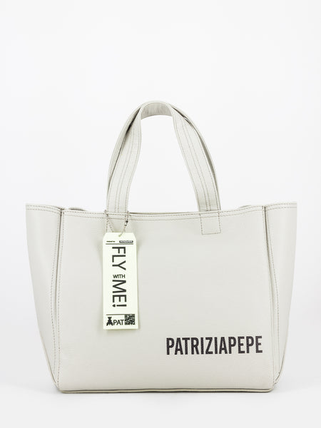 Shopper media ice grey con lettering