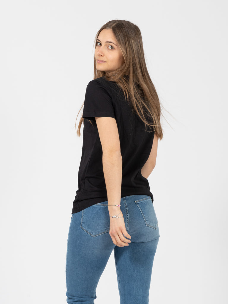 PATRIZIA PEPE - T-shirt nera con Fly in strass
