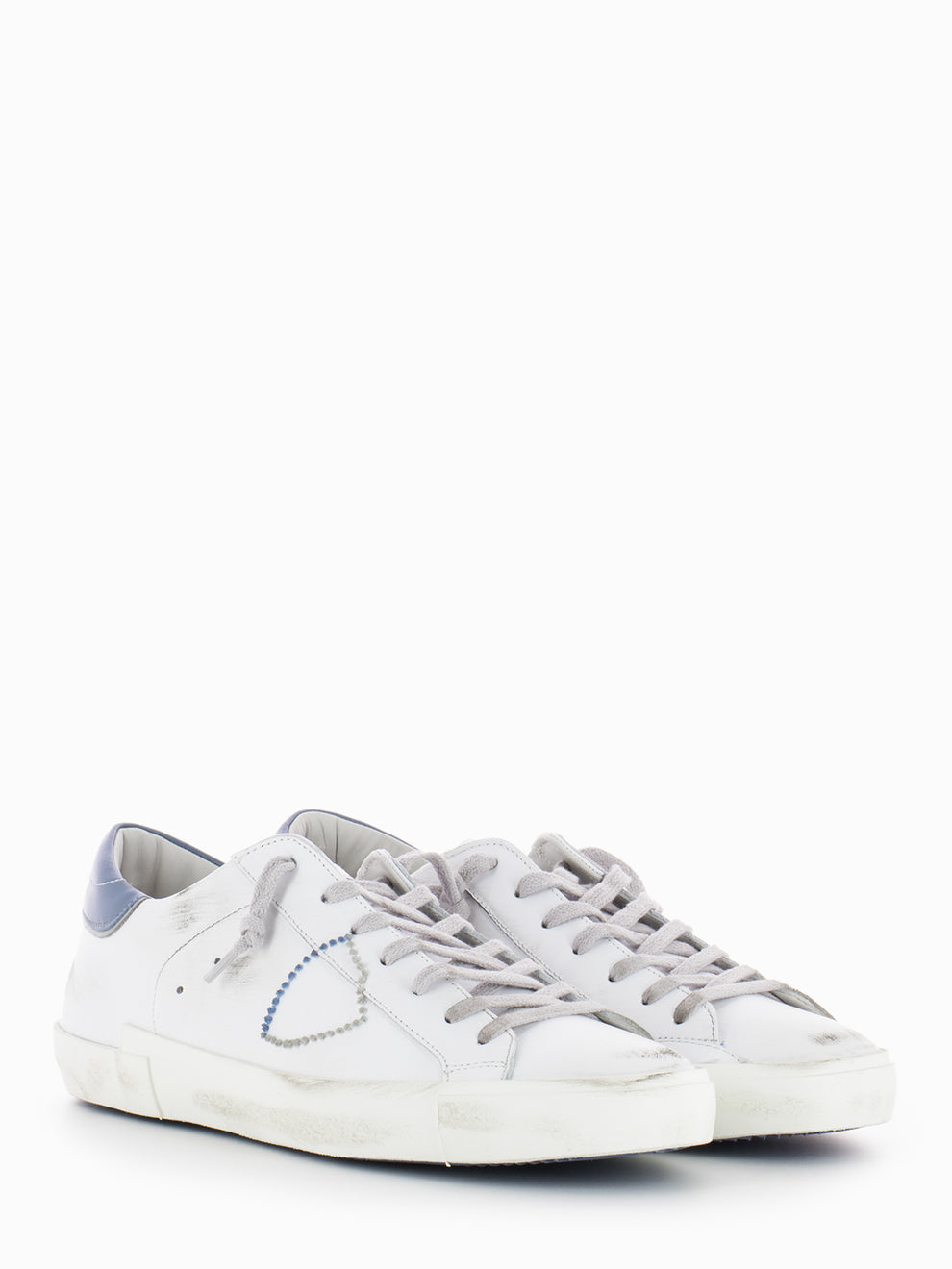 Prsx low broderie pop blanc / denim