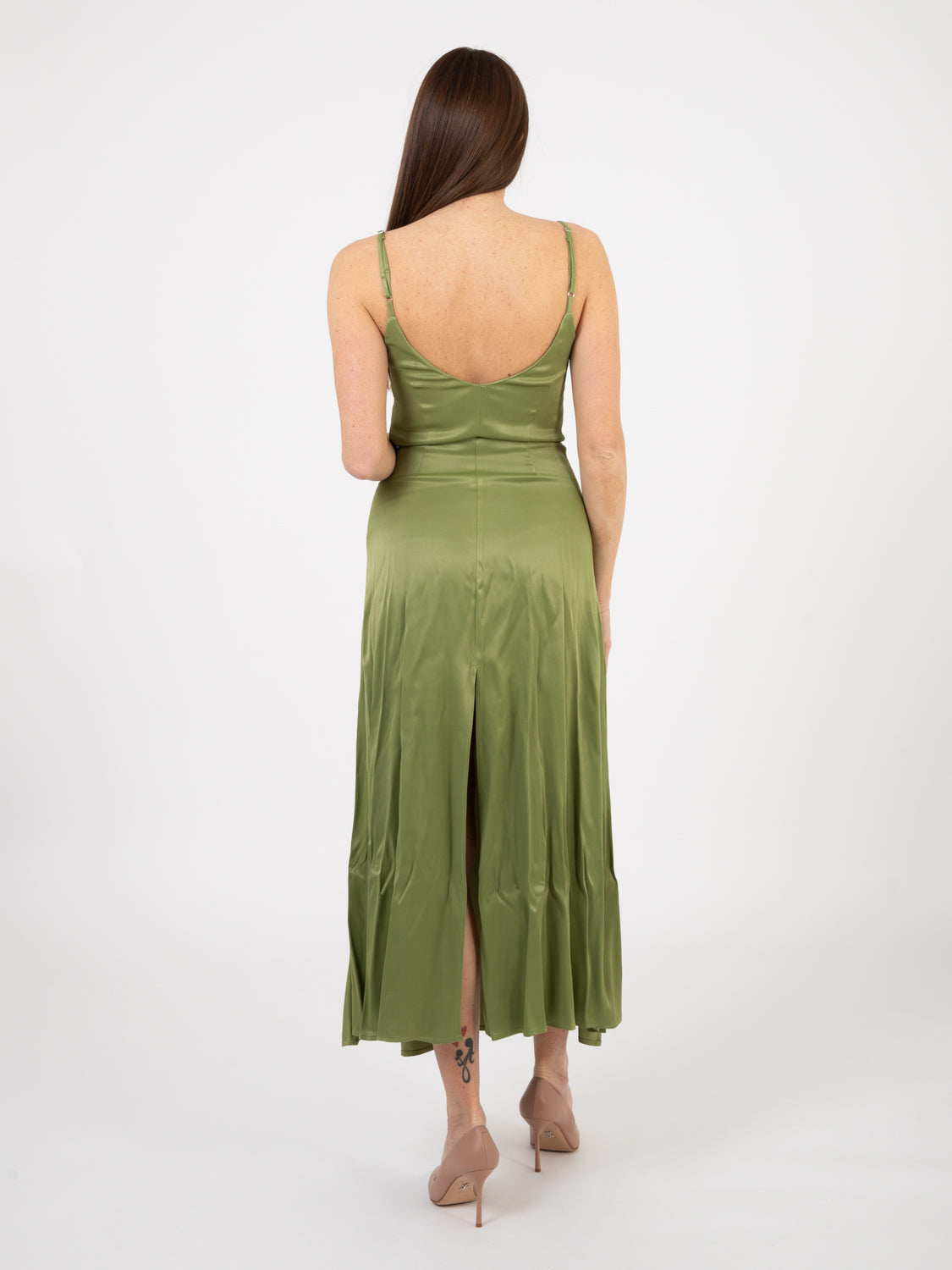 Abito midi con spacchi salvia