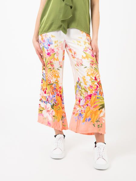 Pantalone ampio fantasia floreale multicolor