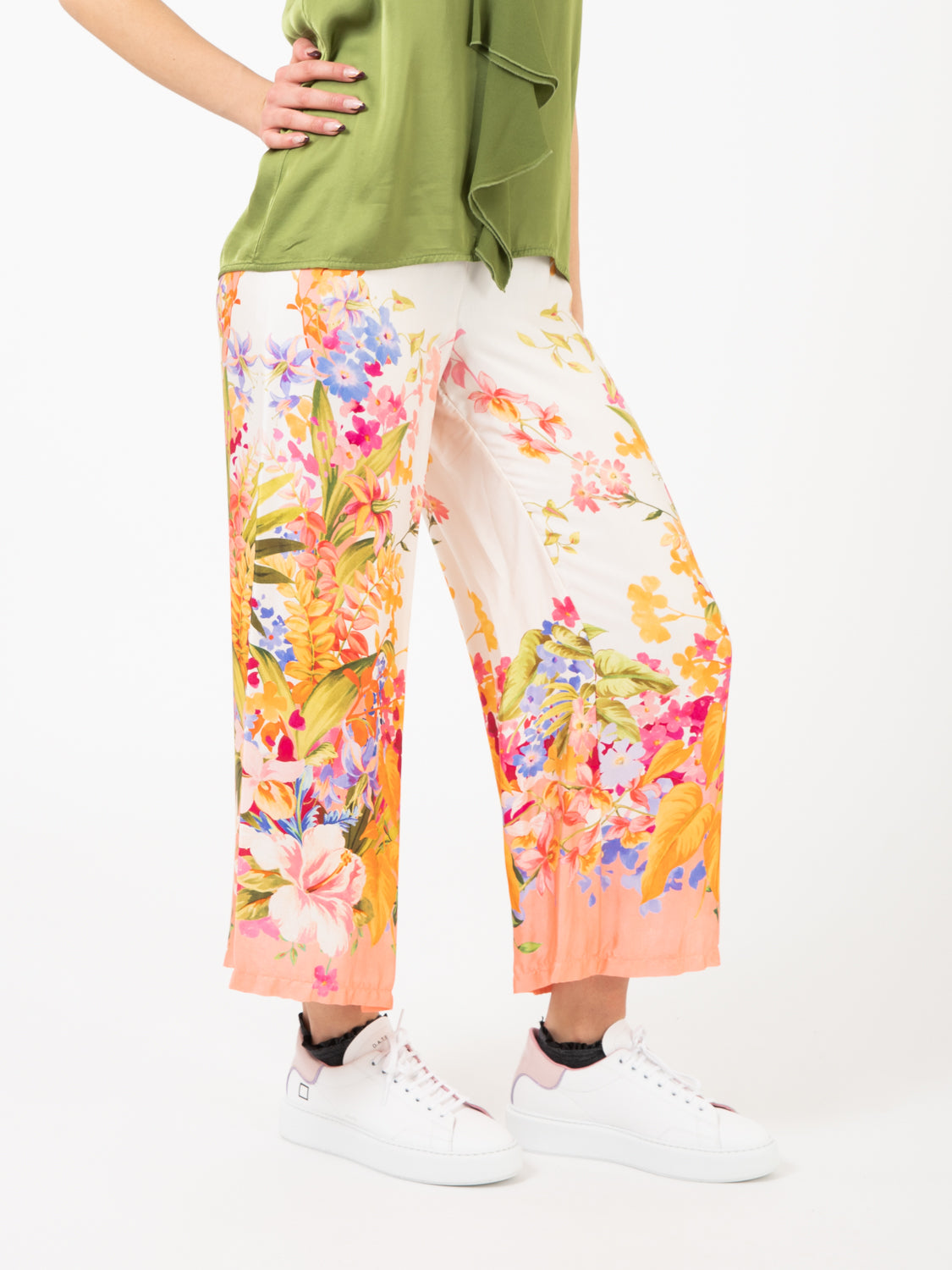 Pantalone ampio fantasia floreale multicolor