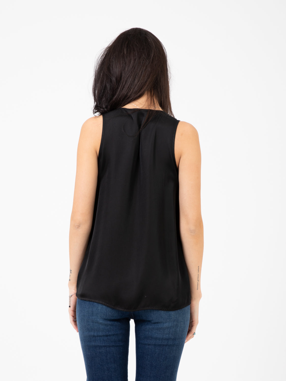 Top smanicato rouches nero