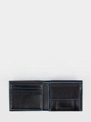 PIQUADRO - Portafoglio trifold Blue Square nero / celeste