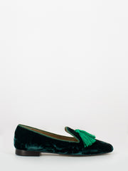 PROSPERINE - Slippers velluto damascato verdi
