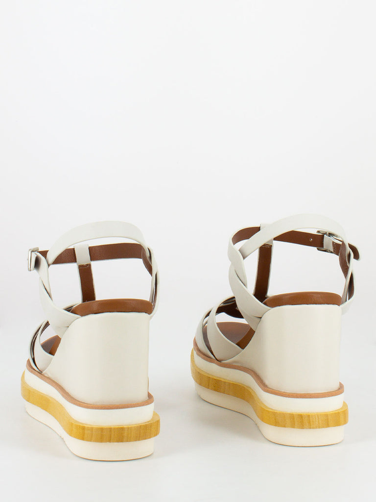 RAHYA GREY - Sandali zeppa Krizia off white