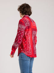 RE-WORKED - Camicia Cancun bandmono rosso