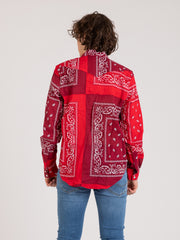 RE-WORKED - Camicia Cancun bandmono rosso