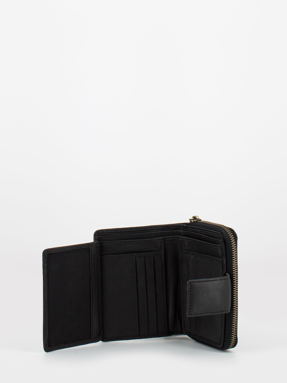 Portafoglio nero con porta monete zip around