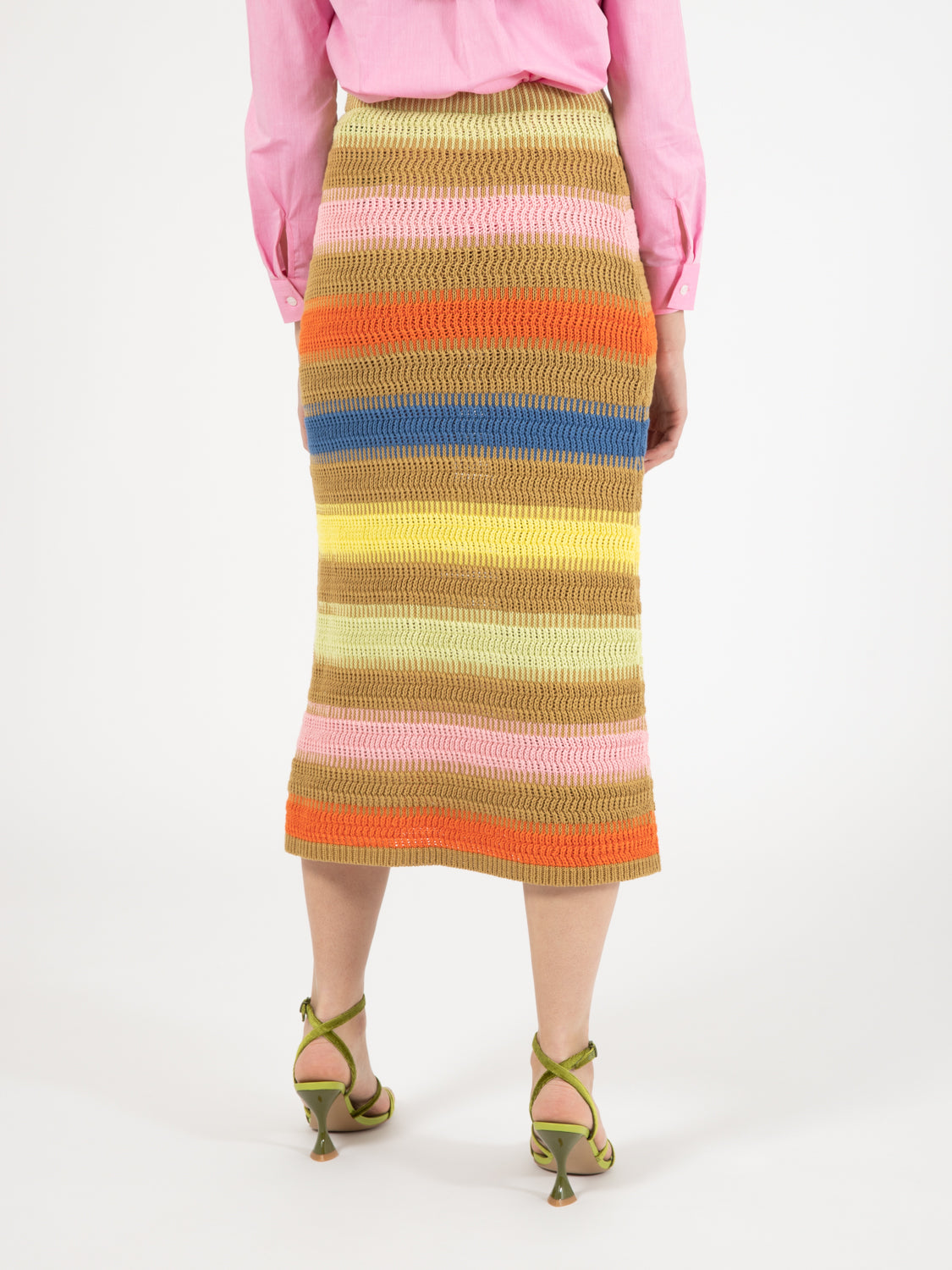 Mustard striped long skirt
