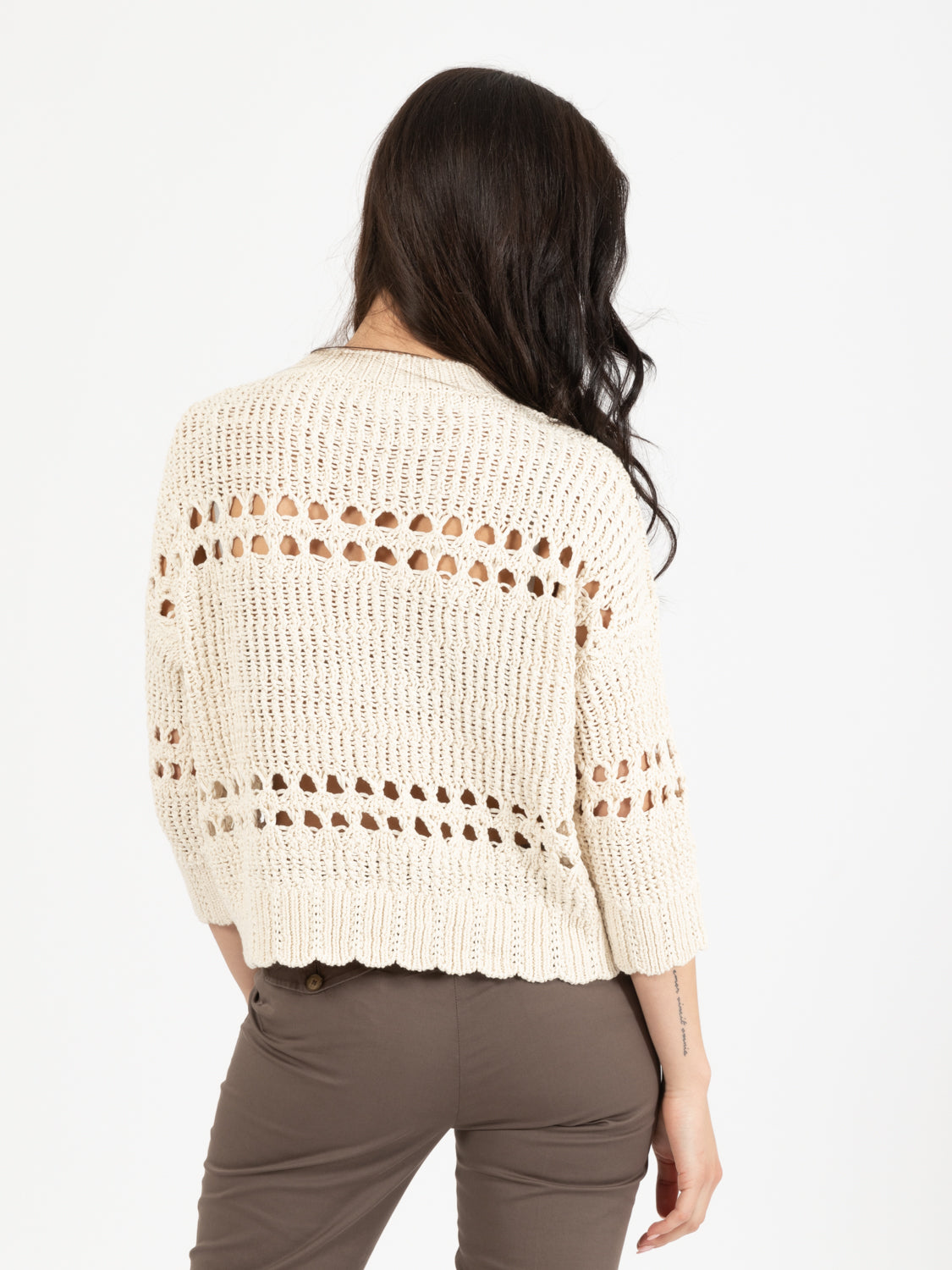 Roberto Collina - Ecru Crochet Sweater | STIMM