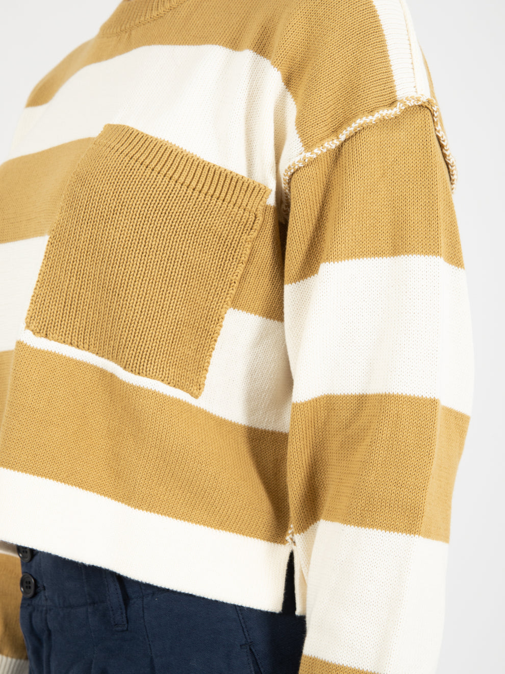 Maglia rigata bianco / senape