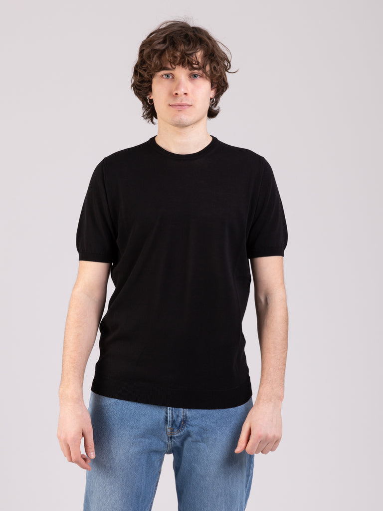ROBERTO COLLINA - Maglietta in garza di cotone nera