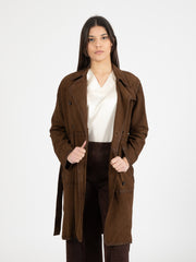 THE JACKIE LEATHERS - Trench Catherine burned suede salvia