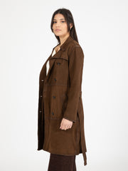 THE JACKIE LEATHERS - Trench Catherine burned suede salvia