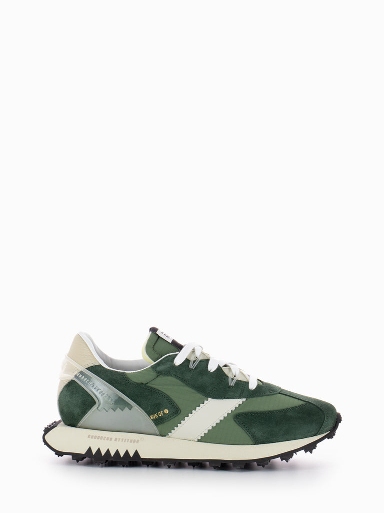 RUN OF - Sneakers M Stripe Three verde / bianco