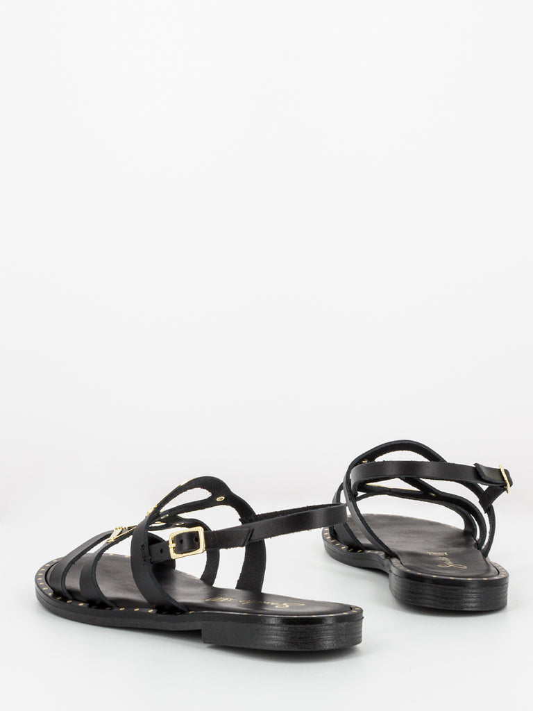 SANDIA - Sandali neri con dettaglio dorato