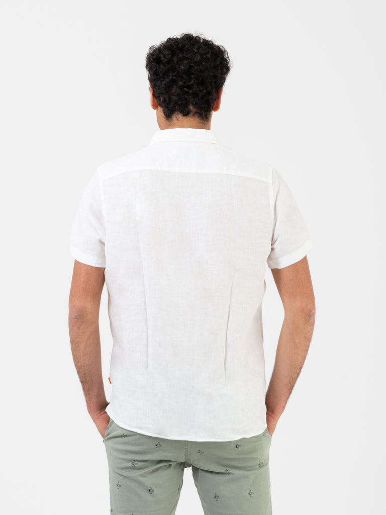 SCOTCH & SODA - Camicia in lino s/s white regular fit