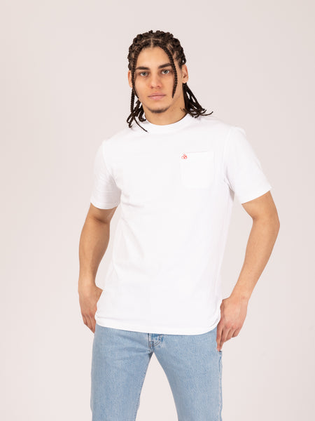 T-shirt girocollo bianca con taschino