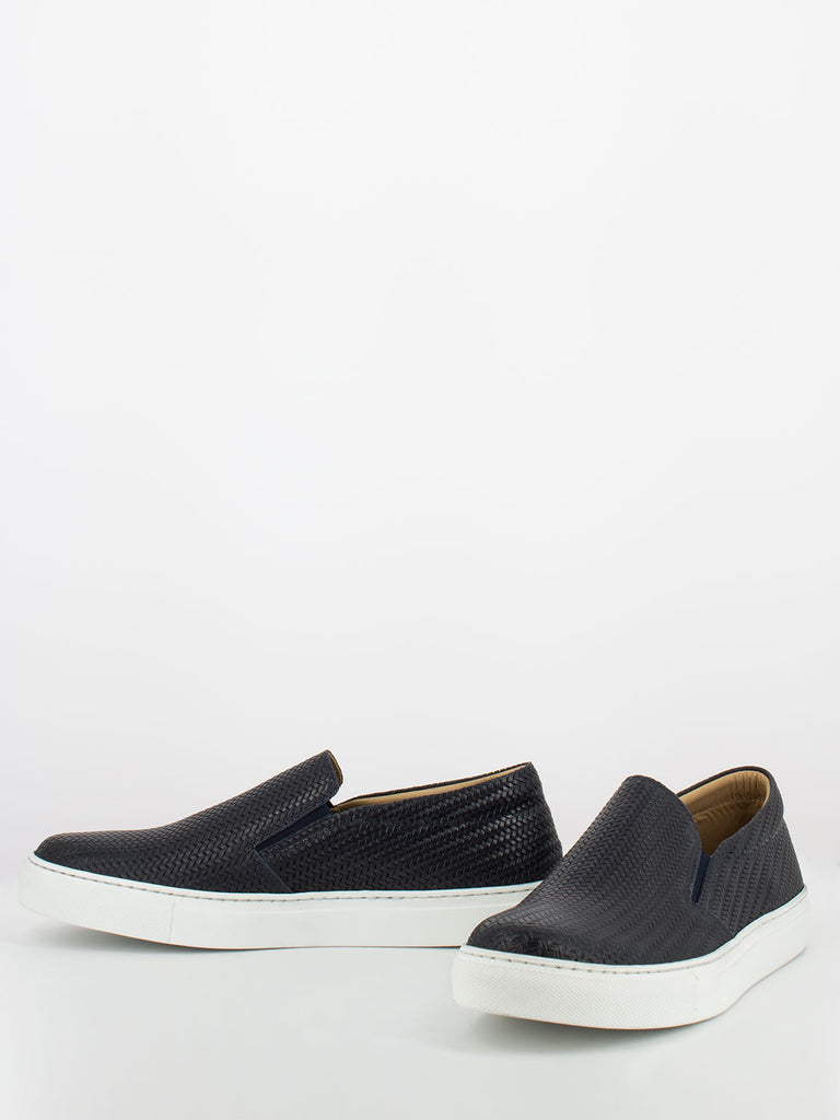 SEBOY'S - Slip-on navy in pelle intrecciata