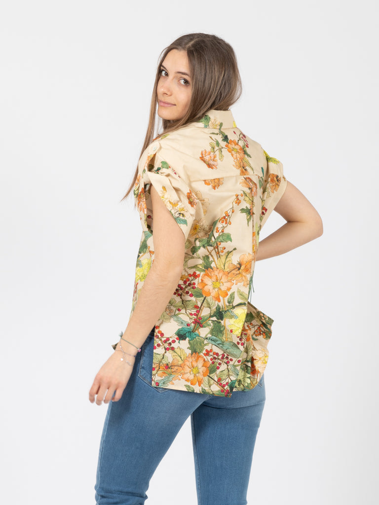 SEMICOUTURE - Camicia Emelie ecru stampa fiori