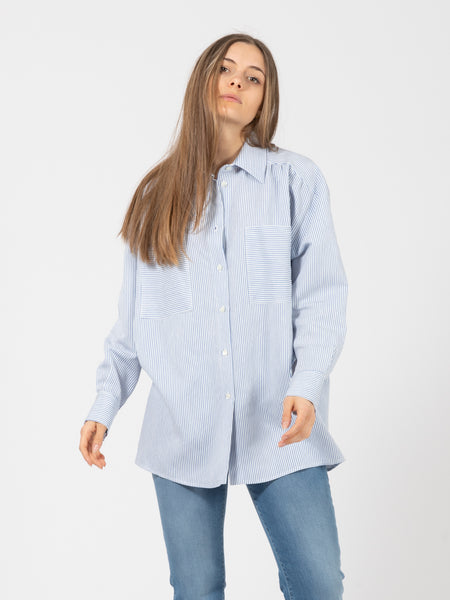Camicia over Celie righe bianco / azzurro