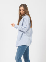 SEMICOUTURE - Camicia over Celie righe bianco / azzurro
