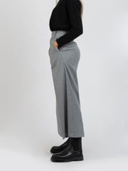 SEMICOUTURE - Pantaloni ampi acciaio con fascia e pieghe