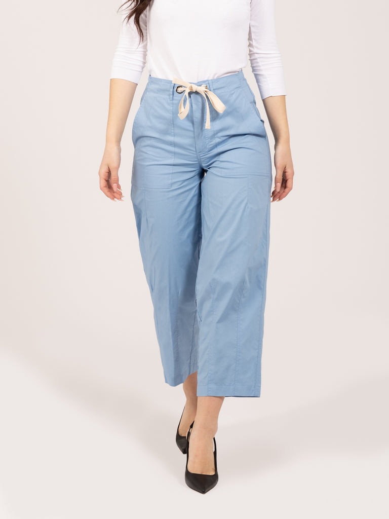 SEMICOUTURE - Pantaloni Ophelie fiordaliso con coulisse