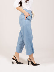 SEMICOUTURE - Pantaloni Ophelie fiordaliso con coulisse