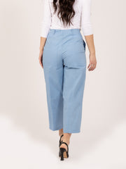 SEMICOUTURE - Pantaloni Ophelie fiordaliso con coulisse