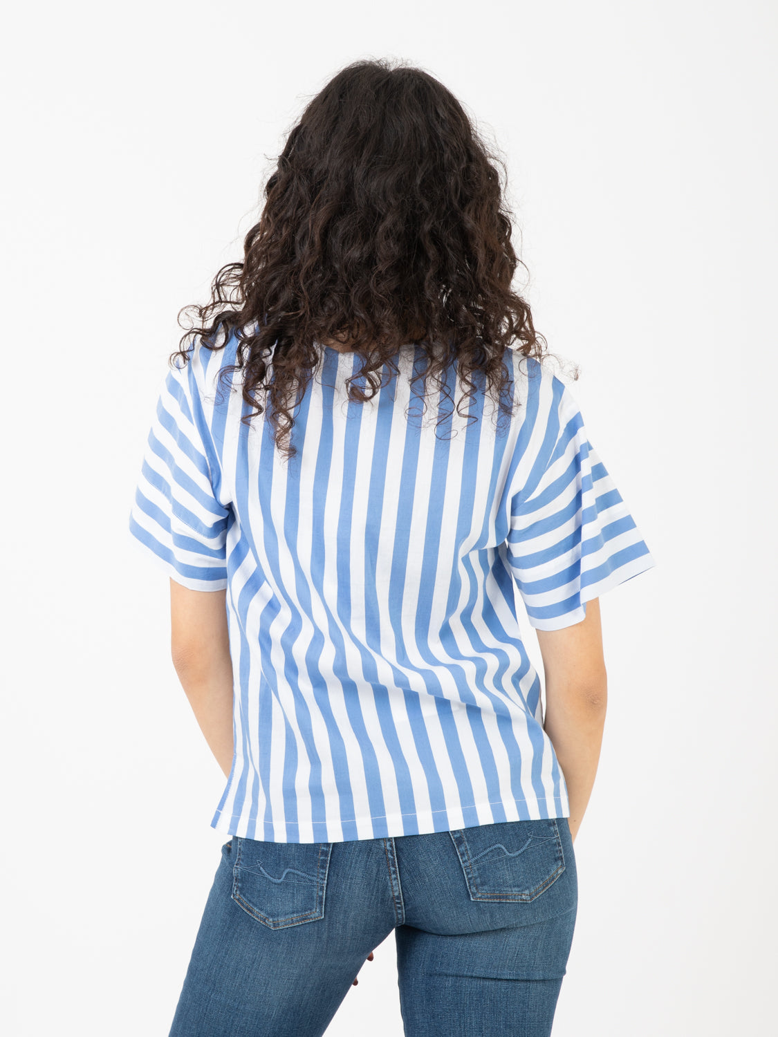 T-shirt Noelle a righe bianco / royal