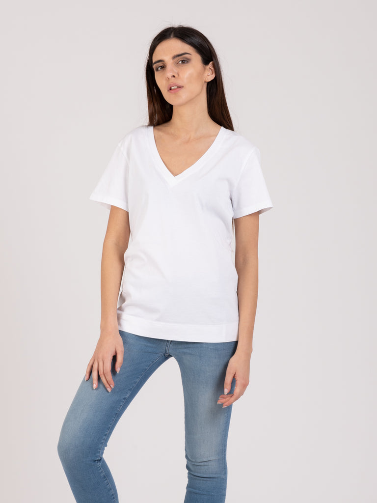 SEMICOUTURE - T-shirt scollo V bianca