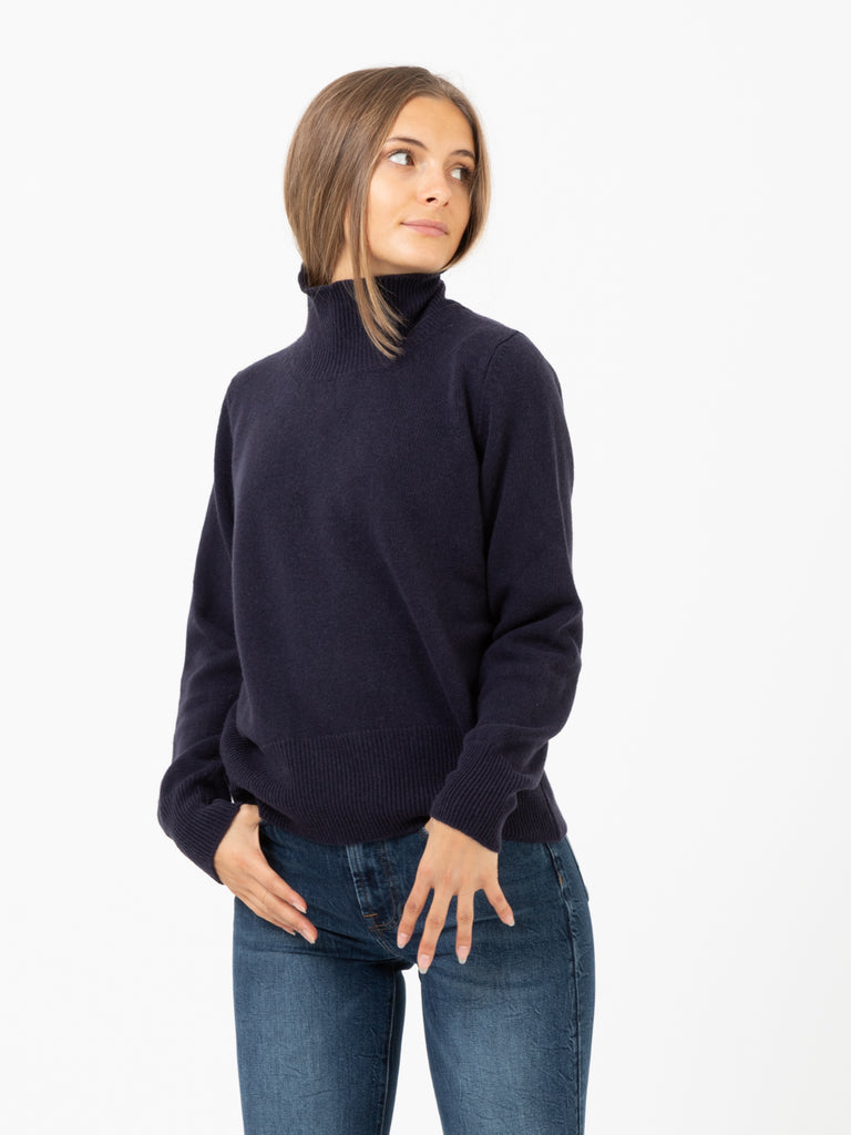 SOLO TRE - Dolcevita navy in lana