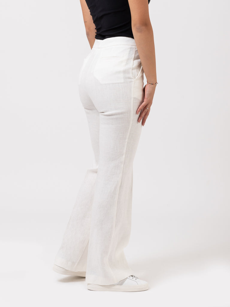 SOLO TRE - Pantaloni bianchi in tela di lino