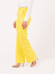 SOLOTRE - Pantaloni limone in tela di lino