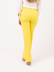 SOLO TRE - Pantaloni limone in tela di lino