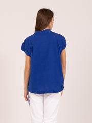 SOLOTRE - T-shirt blu marino con coulisse