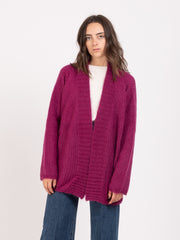 SOLOTRE - Cardigan in maglia larga ciclamino