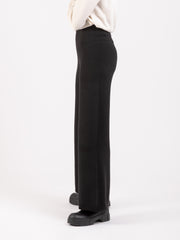 SOLOTRE - Pantaloni ampi neri in maglia