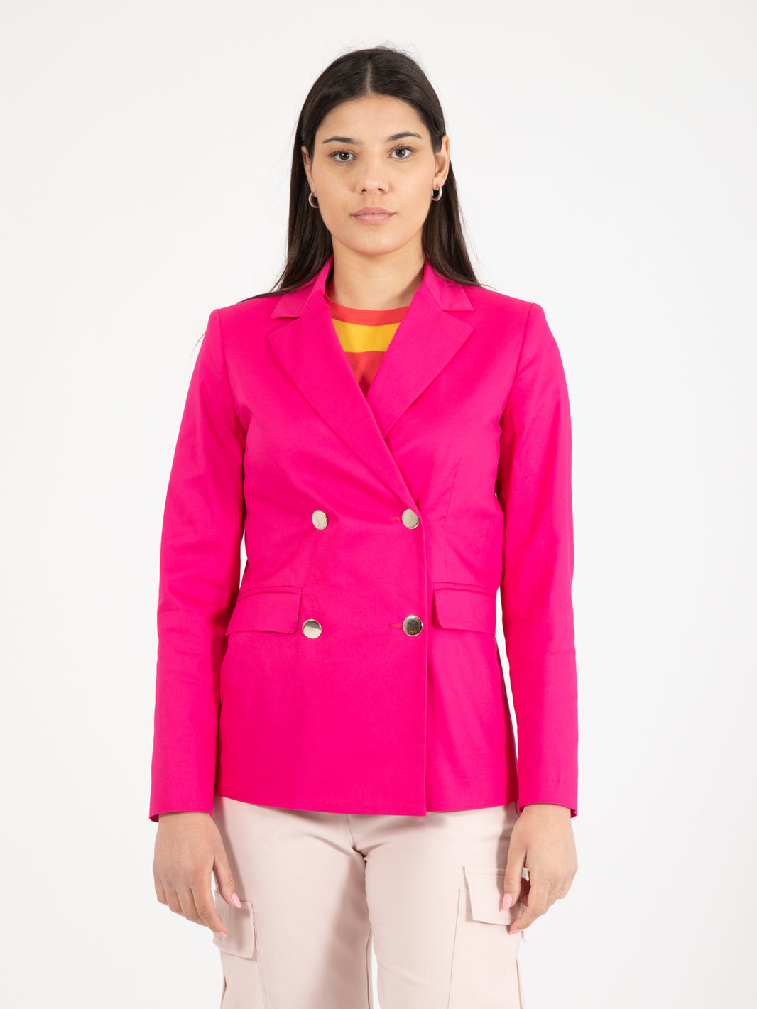 Blazer cotone doppiopetto fuxia
