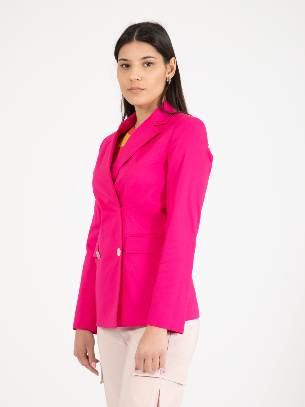 Blazer cotone doppiopetto fuxia