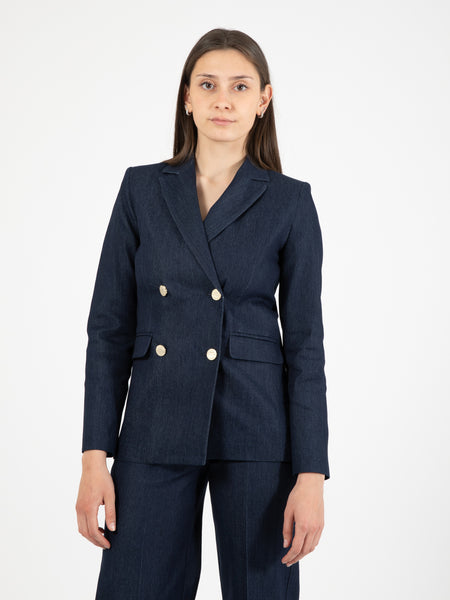 Blazer denim doppiopetto blu