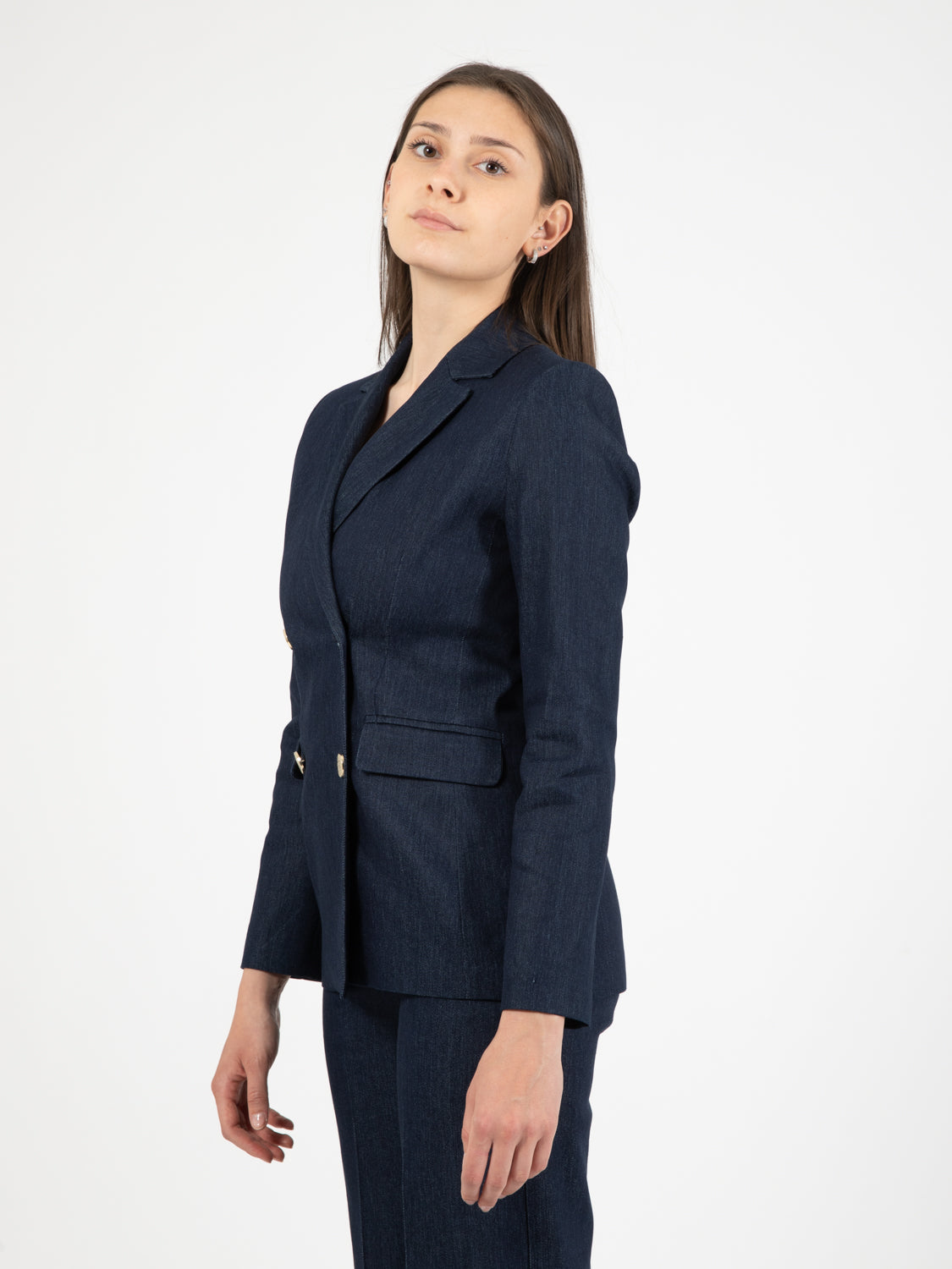 Blazer denim doppiopetto blu