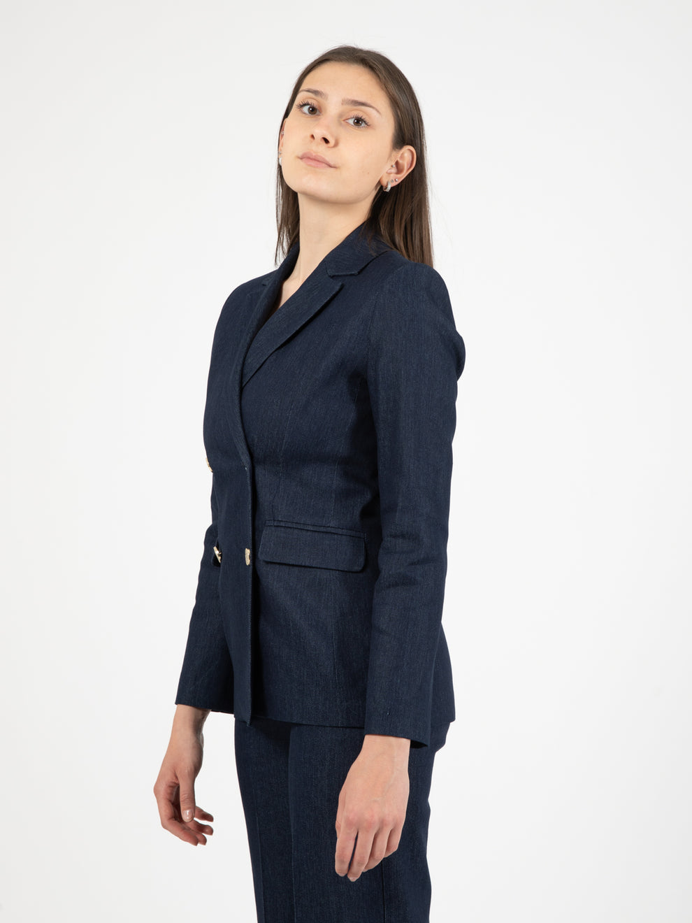 Blazer denim doppiopetto blu