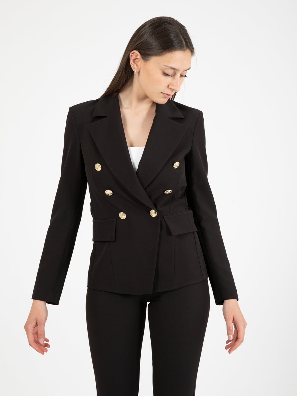 Blazer doppiopetto bottoni dorati nero